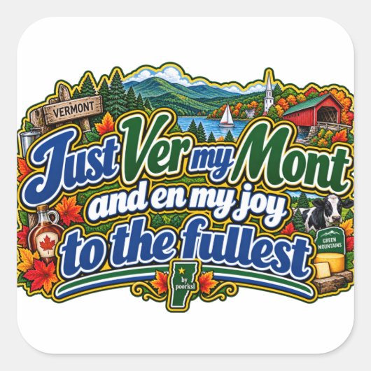 Vermont vierkante sticker (Voorkant)
