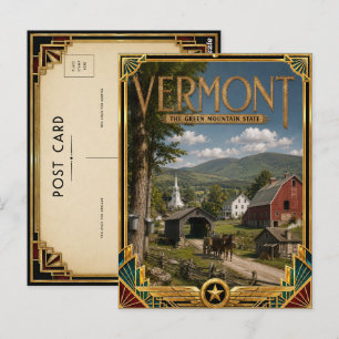 Vermont Vintage Art Deco Gouden Tijdperk Briefkaart