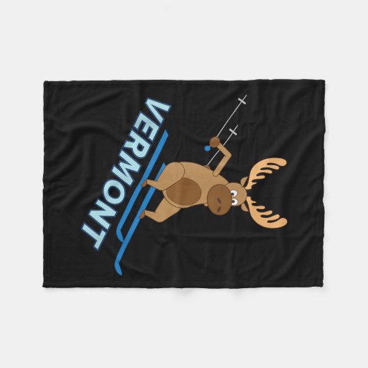 Vermont _ Vt Skiing Moose Winter Shirt Fleece Deken (Voorkant (Horizontaal))