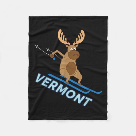 Vermont _ Vt Skiing Moose Winter Shirt Fleece Deken (Voorkant)