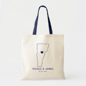 Vermont Wedding Welcome Bag Map Tas, Navy Blue Tote Bag (Voorkant)