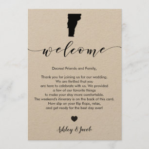 Vermont Wedding Welcome Letter & Itinerary Card Programmakaart