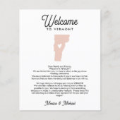 VERMONT Welcome Letter Itinerary ANY COLOR (Voorkant)