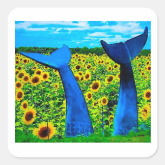 Vermont Whale Tails with Sunflowers Sticker