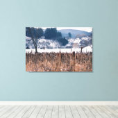 Vermont Winter Cattails Scène Verpakt Canvas Afdruk (Insitu (Houten vloer))