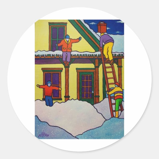 Vermont Wintersport van Piliero Ronde Sticker (Voorkant)