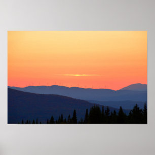 Vermont Zonsondergang Met Windturbines Poster