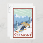 VermontDownhill Skier Scene Briefkaart (Voorkant / Achterkant)