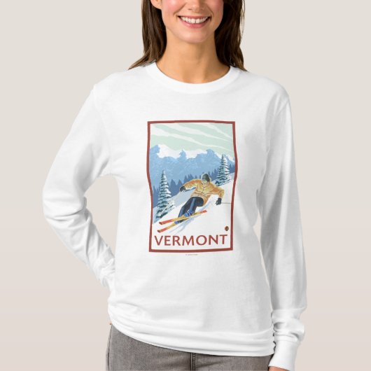 VermontDownhill Skier Scene T-shirt (Voorkant)