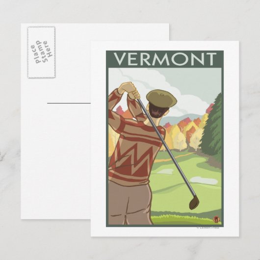 VermontGolfing Scene Briefkaart (Voorkant / Achterkant)