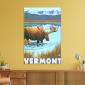VermontMoose Drink in het meer Canvas Afdruk (Insitu (Woonkamer))