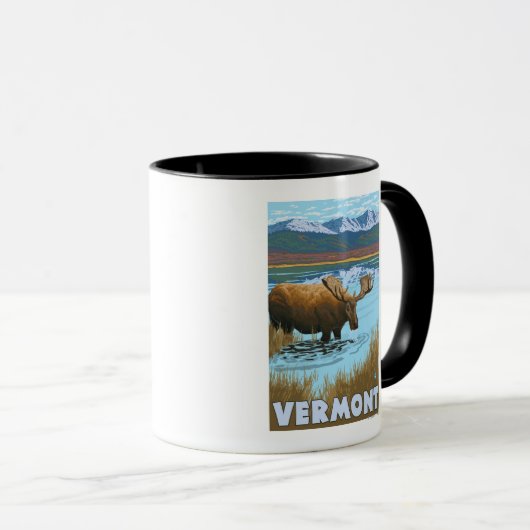 VermontMoose Drink in het meer Mok (Voorkant rechts)