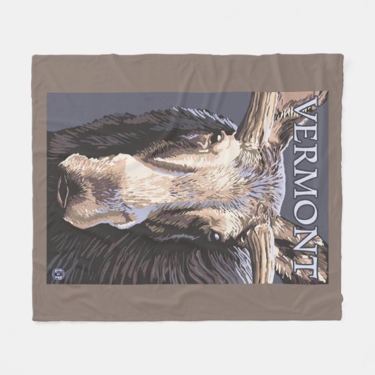 VermontMoose Up Close Fleece Deken (Voorkant (Horizontaal))