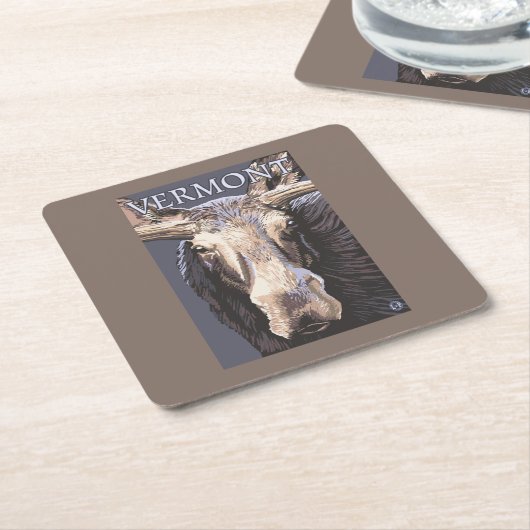 VermontMoose Up Close Kartonnen Onderzetters (Schuin)