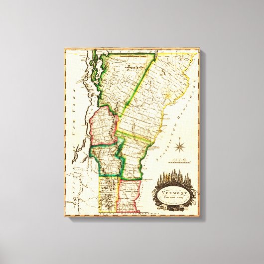 VermontPanoramic MapVermont 2 Canvas Afdruk (Voorkant)
