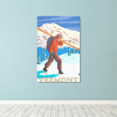 VermontSkier Carrying Skis Canvas Afdruk (Insitu (Houten vloer))