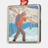 VermontSkier Carrying Skis Metalen Ornament (Links)