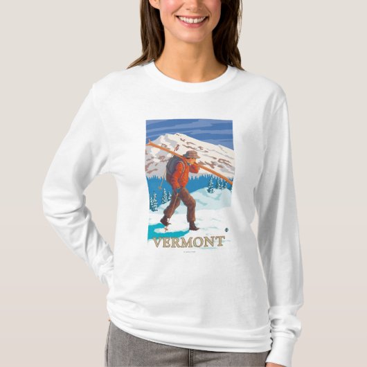 VermontSkier Carrying Skis T-shirt (Voorkant)