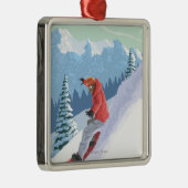 VermontSnowboarder Scene Metalen Ornament (Rechts)