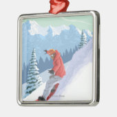 VermontSnowboarder Scene Metalen Ornament (Links)
