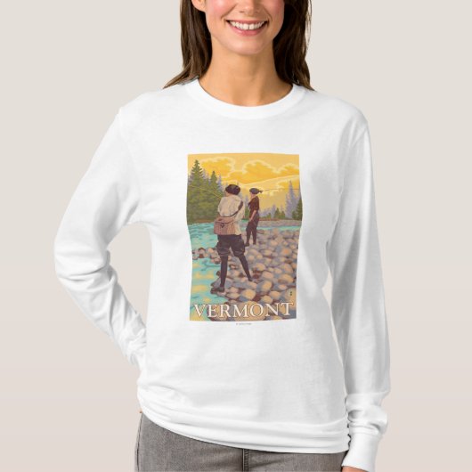 VermontWomen Fly Fishing Scene T-shirt (Voorkant)