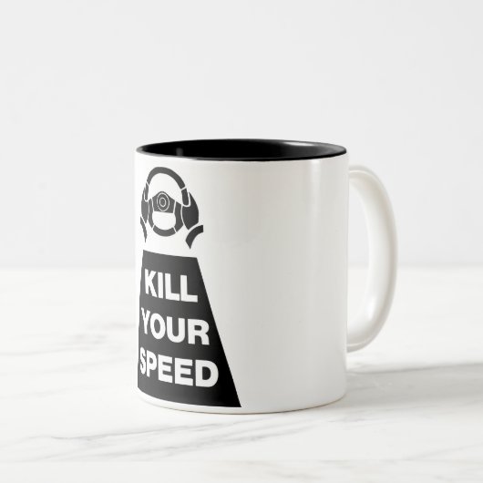 Vermoord je snelheid tweekleurige koffiemok (Voorkant rechts)