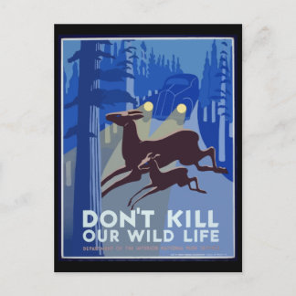 Vermoord niet onze wilde vintage poster briefkaart