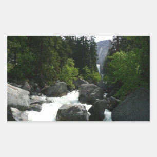 Vernal Falls in de verte bij Yosemite Rechthoekige Sticker