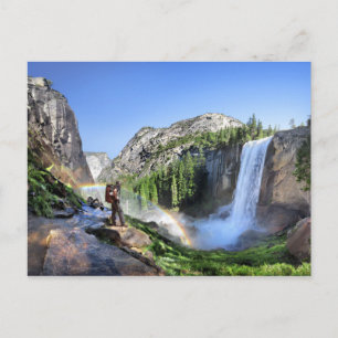 Vernal Herfst Hiker and Rainbow - Yosemite Briefkaart
