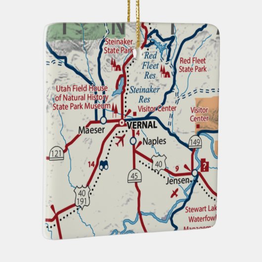 Vernal Utah Map Keramisch Ornament (Rechts)