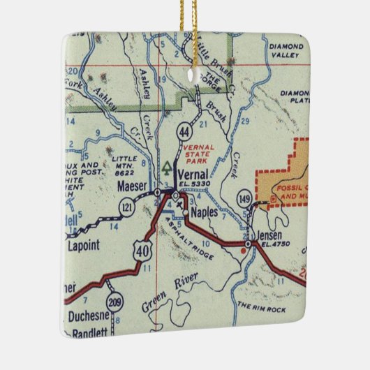 Vernal Utah  Map Keramisch Ornament (Rechts)