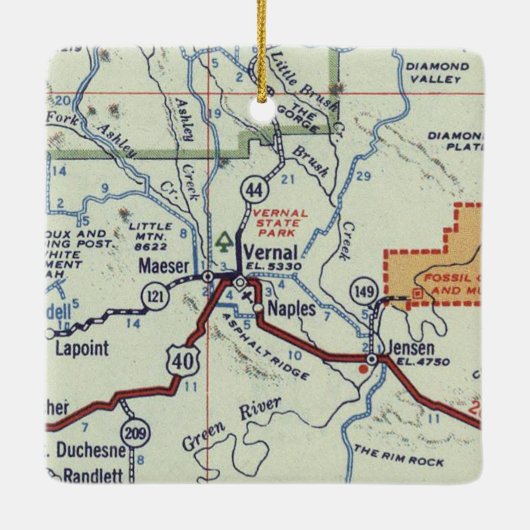Vernal Utah  Map Keramisch Ornament (Achterkant)