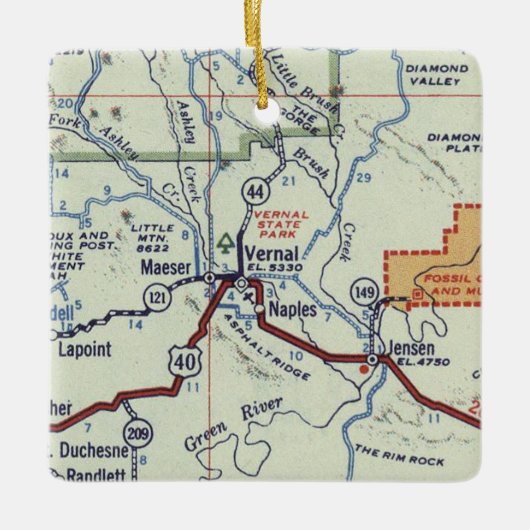 Vernal Utah  Map Keramisch Ornament (Voorkant)
