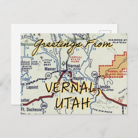 Vernal Utah Postcard Briefkaart (Voorkant / Achterkant)