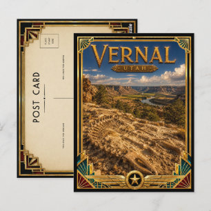 Vernal Utah Vintage Art Deco Gouden Tijdperk Briefkaart