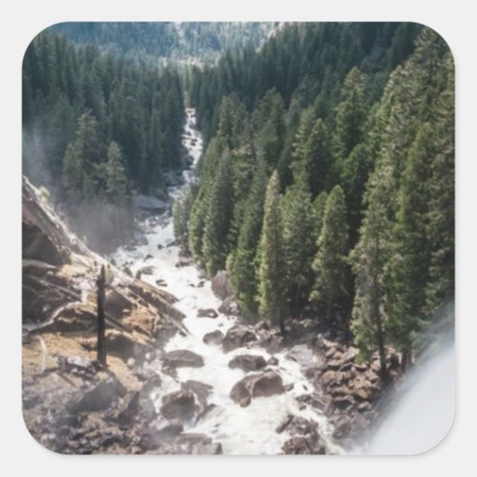 Vernall Herfst en Mist Trail Vierkante Sticker (Voorkant)