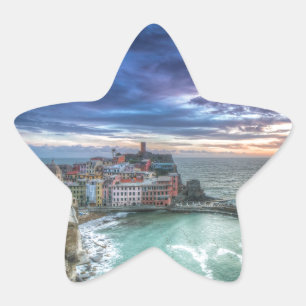 Vernazza bij zonsondergang, Italië Ster Sticker
