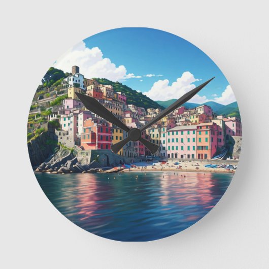 Vernazza, Cinqua Terra Magnet Ronde Klok (Voorkant)