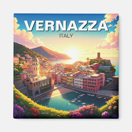 Vernazza, Cinqua Terra Magnet zonsondergang (Voorkant)