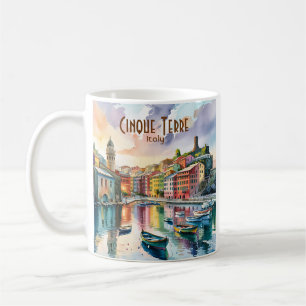 Vernazza Cinque Terre Italië Aquarel Eigen tekst Koffiemok