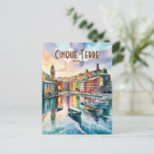 Vernazza Cinque Terre Italië Waterverf Custom Briefkaart (Staand voorkant)