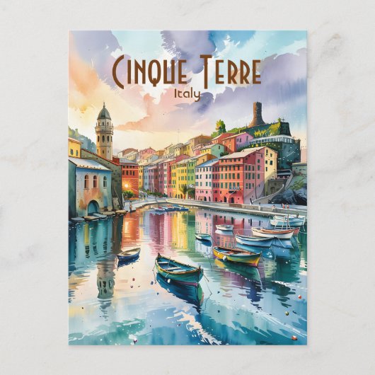 Vernazza Cinque Terre Italië Waterverf Custom Briefkaart (Voorkant)