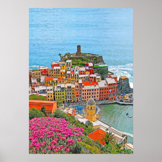 VERNAZZA - Cinque Terre - panorama - Ligurië - Poster (Voorkant)