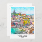 Vernazza Italië Travel Waterverf Sketch Hand getek Briefkaart (Voorkant / Achterkant)