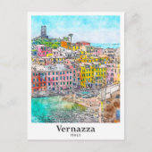 Vernazza Italië Travel Waterverf Sketch Hand getek Briefkaart (Voorkant)
