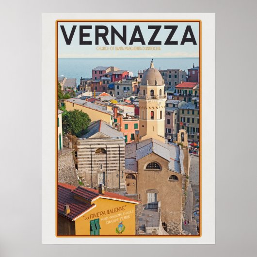 Vernazza - Kerk van Santa Margherita d'Antiochia Poster (Voorkant)
