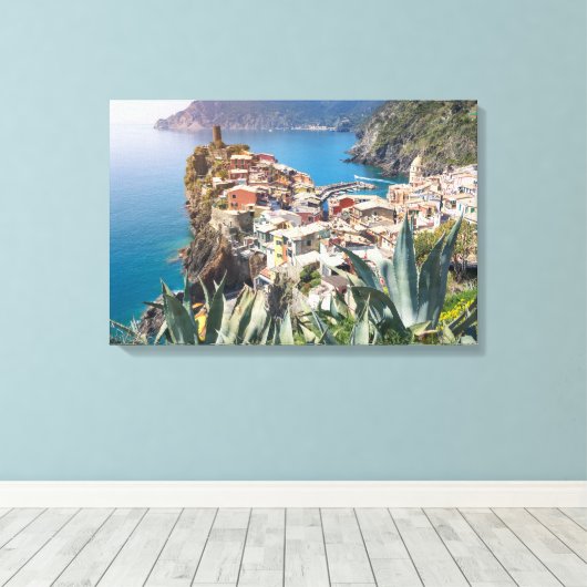 Vernazza, stad Cinque Terre Canvas Afdruk (Insitu (Houten vloer))