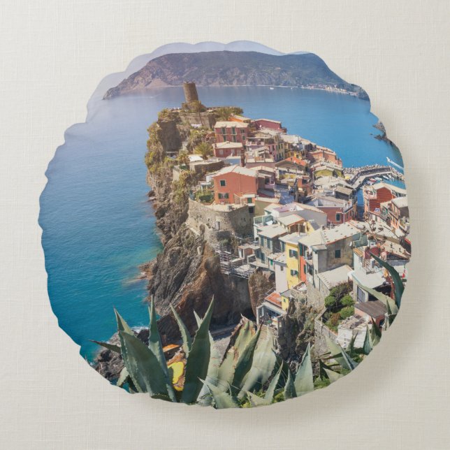 Vernazza, stad Cinque Terre Rond Kussen (Voorkant)