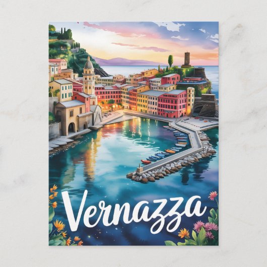 Vernazza-waterverf Briefkaart (Voorkant)