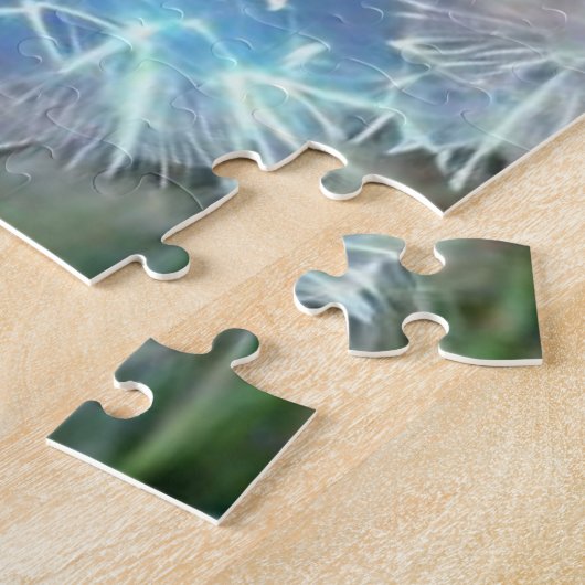 Vernederbare dandelion klokfoto puzzel puzzel. legpuzzel (Zijkant)